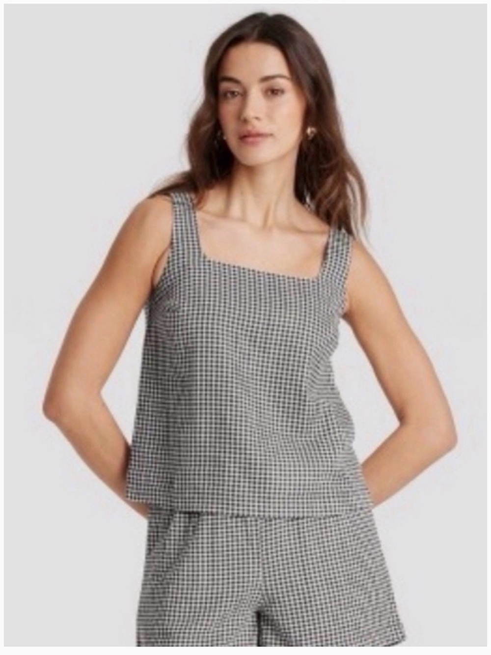 a new day Black & White Gingham Tank Top